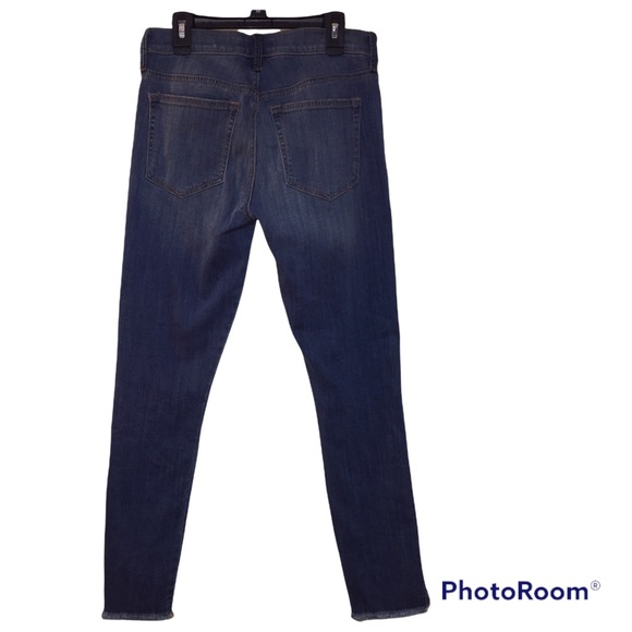 Loft Made and Love Jeans Two Tone patch work Blue Raw Hem. Size 26/2 - Picture 2 of 16